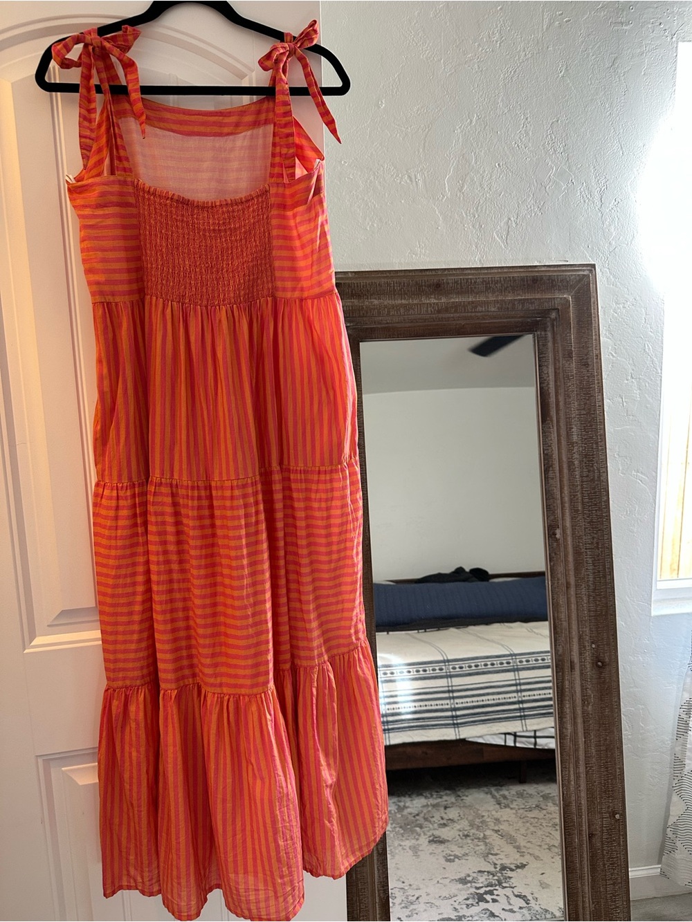 “World Market” Pink and Orange Striped Maxi Dress - Picture 3 of 4